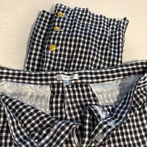 Tyler Boe Black and White Gingham Cropped Pants